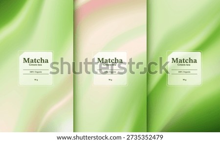 Abstract green matcha wave background. concept of organic green tea, healthy drink, Japanese matcha latte, and natural wellness. soft fluid liquid texture. vector illustration for branding.