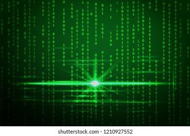 Abstract green matrix background. Glowing Vector illustration. Virtual technologies design.