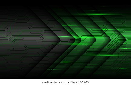Abstrakte grüne metallische Pfeilrichtung cyber geometrisches Design moderne Technologie futuristische Hintergrund Vektorgrafik.