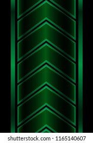 Abstract green metallic arrow pattern on black design modern luxury futuristic background vector illustration.