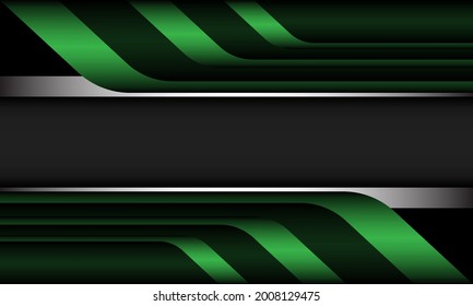 Abstract green metallic silver geometric grey banner design modern luxury futuristic background vector illustration.