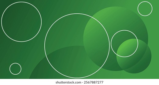 Abstract Green minimal geometric background. Circle shapes composition. Trendy gradient shapes composition. Minimal geometric background with gradient color. Vector