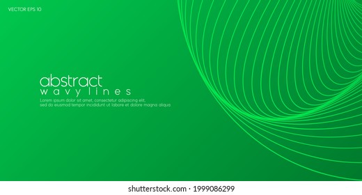 Abstract green minimal wavy lines background. Eps 10 Vector