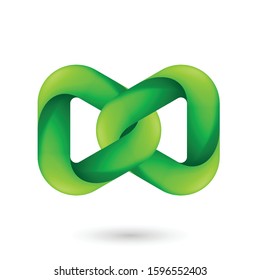 Abstract Green Model of Geometric Torus Knot Object. Illustration for Science, Digital or Biological Design on White Backdrop