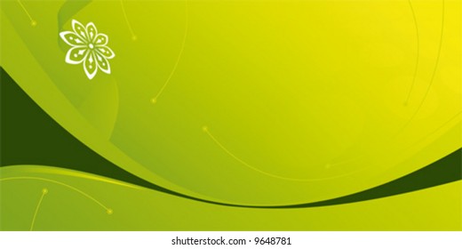 Abstract green modern background with waves and circles