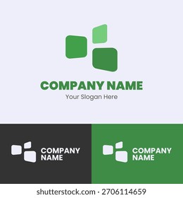 Diseño de logotipo de cuadrados redondeados modulares verdes Abstractas para marcas de Tecnología o Naturaleza.
