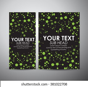 Abstract green Molecule on black background. Graphics resources design template. Vector illustration
