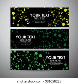 Abstract green Molecule pattern. Vector banners set background. 
