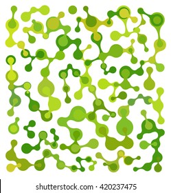 Abstract green molecules background. Vector illustration
