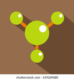 Abstract green molecules icon. Flat illustration of abstract green molecules vector icon for web