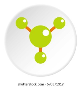 Abstract green molecules icon in flat circle isolated vector illustration for web