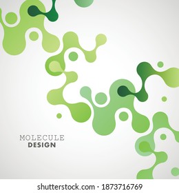 Abstract green molecules on white background. Vector logo design elements