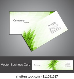 abstract green mosaic colorful wave business card set vector