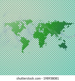 abstract green mosaic, world map vector illustration