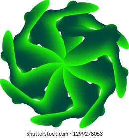 Abstract green motion effect shape. Element for design. Colorful gradient.
