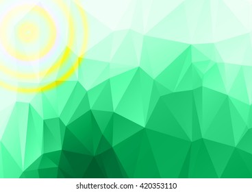 Abstract  green with multicolor polygonal illustration