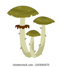 Abstract green mushrooms isolated on white background. 