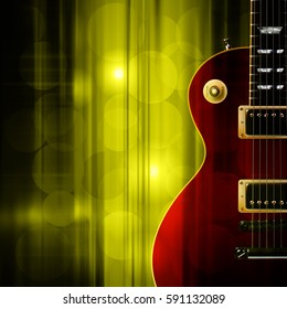 abstract green music background with classic electric guitar