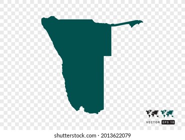 Abstract green Namibia map. Design vector transparent background.