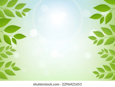 Resumen del fondo verde natural con hoja verde durante la primavera. Ilustración vectorial.