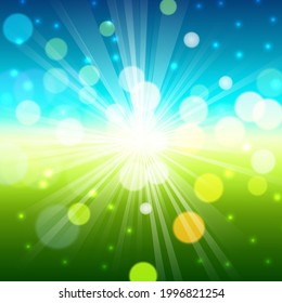 Abstract green natural background with summer sun