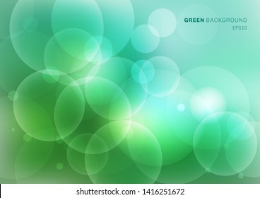 Abstract green nature blurred beautiful background with bokeh lights. Light natural backdrop blur. Vector illustration