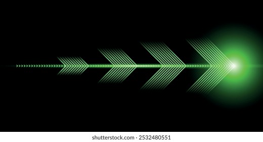 Abstract green neon arrow cyber technology direction on black design modern futuristic background vector illustration.