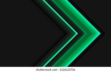 Abstract green neon arrow direction geometric on grey design modern futuristic background vector illustration.