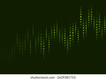 Abstract green neon growing financial graph chart background. Vector dotted lines tech design