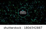 Abstract green neon hexagons pattern on a black background. Glowing geometric futuristic technology banner design. Vector layout for advertising template for presentation. Vector illustration