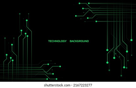 Abstract green neon light on dark background,Abstract lines connecting background Digital connection technology