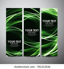 Abstract green Neon lights. Vector vertical banners set background.
