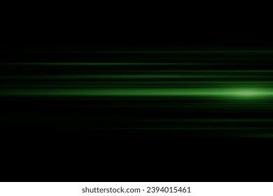 Abstract green neon speed light effect on black background. Vector illustration.	
