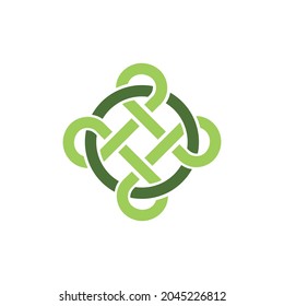 icono del logotipo del sistema de red verde abstracto concepto plano diseño gráfico vectorial