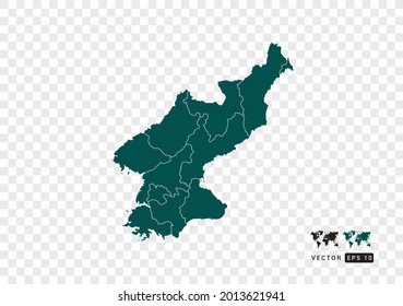 Abstract green North Korea map. Design vector transparent background.