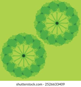 Abstract green optical illusion, creative vector background with gradient petals, movement simulation