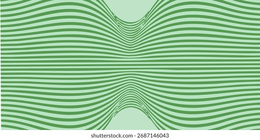 Padrão de onda de ilusão óptica verde abstrato com ondulações hipnóticas	