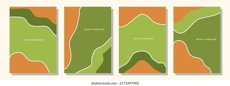 Abstract green and orange background image set , for card making , room wall decoration , postcard and brochure.