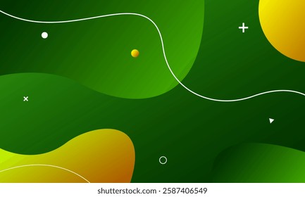 Abstract green and orange background with waves . Vector illustration
