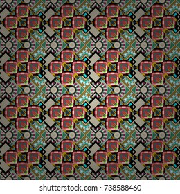 Abstract green, orange and black image with a squares. Vector illustration. Digital art abstract seamless pattern.