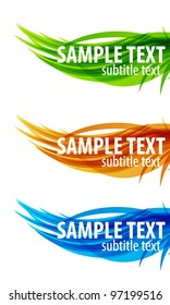 Abstract green, orange, blue vector eps10 wave text line set