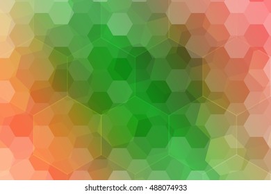 abstract green, orange color hexagon background. vector. geometric pattern with gradient. ideas for your business presentations, printing, design.