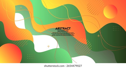 Fundo abstrato das ondas de fluido verde e laranja. Forma de onda na moda com design de padrão moderno. Vetor eps10.