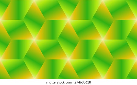 Abstract green and orange gradient cubes seamless pattern design vector