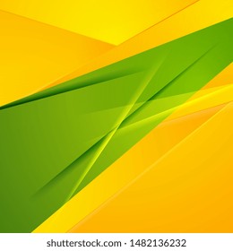 Abstract green and orange shiny glossy stripes modern background. Vector design