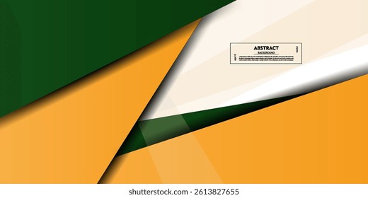 Abstract green and orange square overlapping background for card graphic design. White background elements. Vector Eps10
