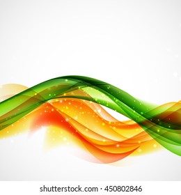 Abstract Green and Orange Wave on White Background. Vector Illustration. EPS10
