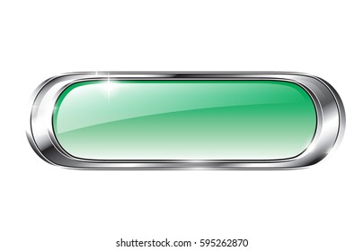 Abstract green oval background with a silver frame, with space for your text. Vector illustration.