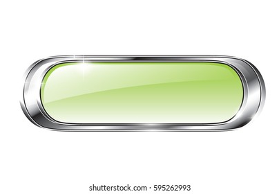 Abstract green oval background with a silver frame, with space for your text. Vector illustration.