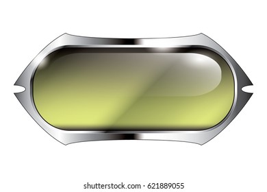Abstract green oval background with a silver frame, with space for your text. Vector illustration.